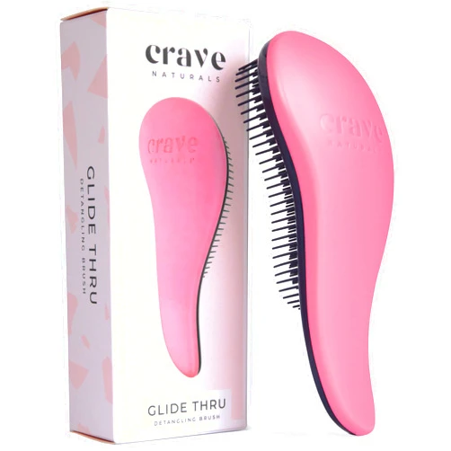 Crave Naturals Glide Thru Detangling Brush for Adults & Kids Hair- Detangler Brush for Natural,Curly,Straight,Wet/Dry Hair, Little Girl & Toddler Accessories, Teenager Gifts -1pk, Pink