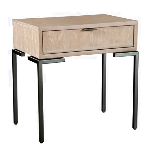 Hekman Furniture Single Bedroom Nightstand – Scottsdale Finish, Single Drawer Dresser, Mindi Veneer & Solids, Aged Iron Finished Accents, Square Night Stand, Modern Bedroom Furniture