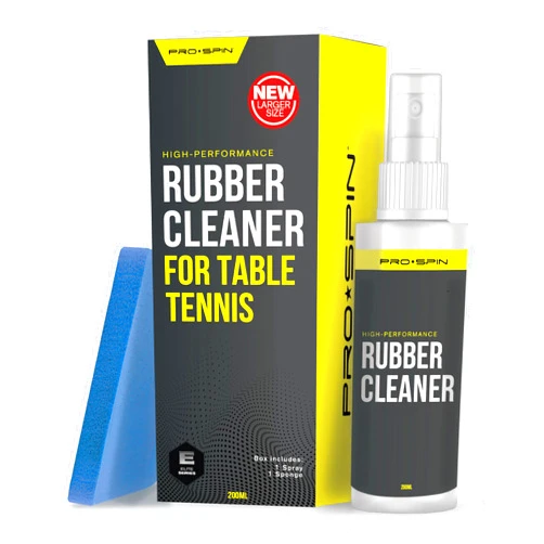 PRO-SPIN Table Tennis Rubber Cleaning Kit - Ping Pong Paddle Cleaner | 200ml Rubber Cleaner & Sponge Included | Eliminate Dirt & Dust | Optimal Spin & Control | Preserve Rubber & Restore Tackiness