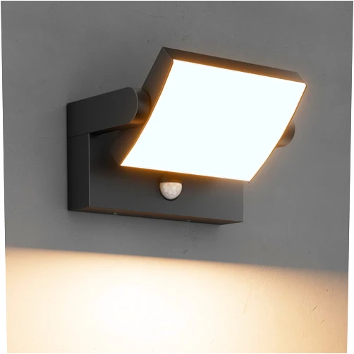 Lundwa 40W Motion Sensor Outdoor Wall Lights, 3000K Black LED Light Fixture, IP65 Waterproof Exterior Porch Light, 360 ° Adjustable Head Flood Wall Lighting for House