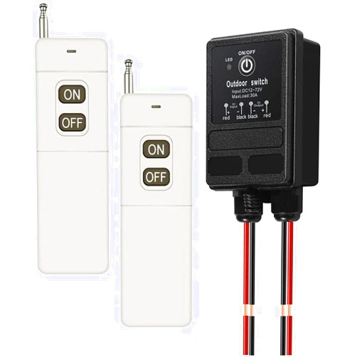WOODGUILIN Wireless Remote Control Switch,4900FT Long Distance,DC12V/24V/48V/72V 30A Relay Remote Switch,Wireless Relay Switch for Pump,Motor,Lights,Agricultural Machinery(1500M Switch 12V)