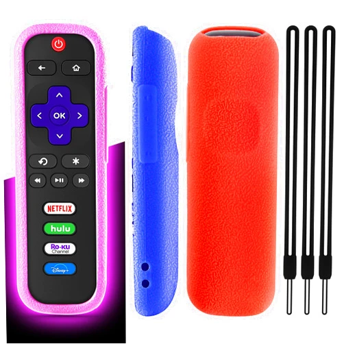 Wevove 3 Pack Remote Case for Roku, Cover Compatible with Hisense/TCL Roku TV Steaming Stick Remote, Roko TV Remote Cover Silicone Protective Controller Universal Sleeve Only Purple Glow in The Dark