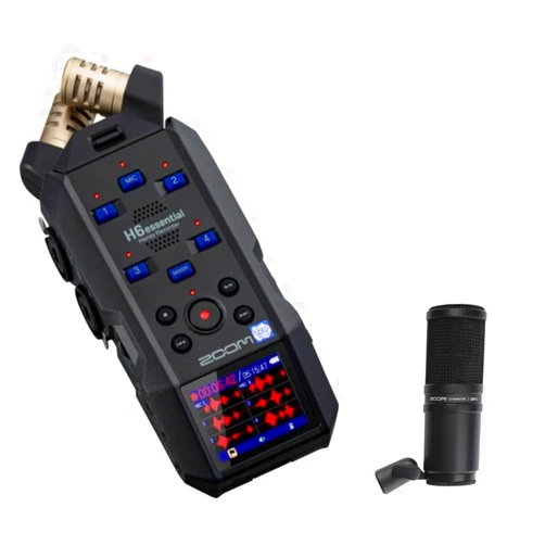 Kellards Zoom H6essential 6-Track 32-Bit Float Portable Audio Recorder, Accessibility, Stereo Microphones, 4 XLR/TRS Combo Inputs, USB Interface, for Musicians, Podcasters Bundle with ZDM-1 Dynamic Microphone