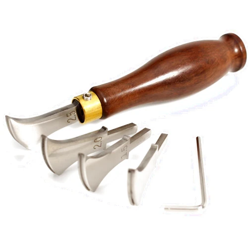 SiiRo 4pcs/Set Leather Edge Creaser, 1.0mm,1.5mm,2.0mm,2.5mm Stainless Steel Leather Edge Tool for Leather Working, Leather Edge Crafting Tool with Wood Handle