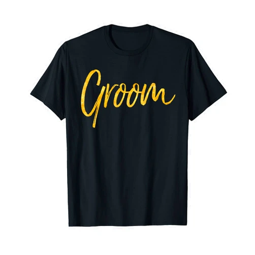 Bride & Groom Wedding Design Studio Cute Gold Wedding Shirt for Getting Ready Men T-Shirt