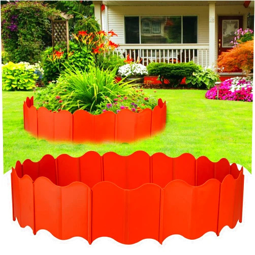 SAIGREEN 20Pcs Garden Edging Border, No Dig Landscape Edging Decorative Interlocking 10FT Fence Edgings Landscape Border for DIY Lawn Garden Flower Bed Yard Walkway (Brick-red)