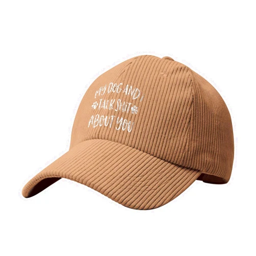 JEOQJDSA My Dog and I Talk Shit about You Classic Corduroy Cotton Baseball Caps Dad Hat Men Women Plain Cap Beige