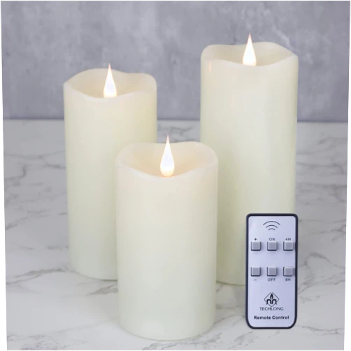 TECHLONG Flickering Flameless Candles with 3D Moving Flame Set of 3(H 5