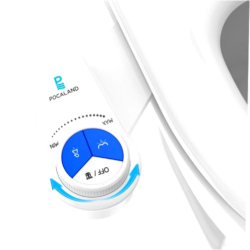 POCALAND Bidet Attachment for Toilet Seat, Non-Electric Cold Water Bidet with Pressure Controls, Dual Nozzles for Frontal & Rear Wash, Retractable Self-Cleaning for Female & Old- White
