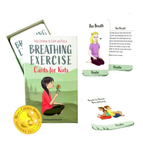 Kids Yoga Stories Breathing Exercise Cards for Kids, Deck for Classroom, Calm Down Corner Kit, Sensory Room, Social Emotional Yoga Games for Kids, Mindfulness Tools for Play Therapy, or Relaxation