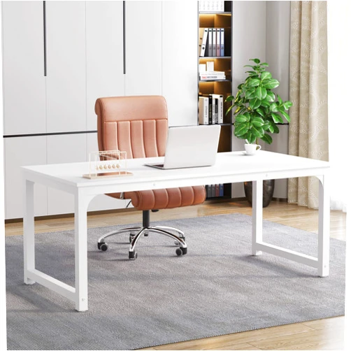 Tribesigns Modern Computer Desk, 63 x 31.5 inch Large Executive Office Desk Computer Table Study Writing Desk Workstation for Home Office, Spliced Desktop, White