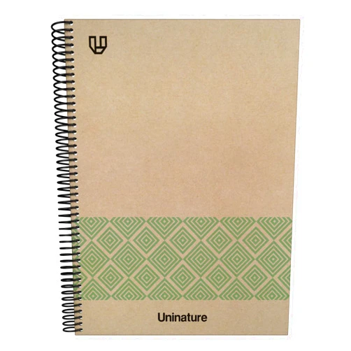 Unipapel | 100% Recycled A4 Kraft Notebook | 80 Grid Sheets 4x4 | 90 g | Green | FSC Recycled 100% | Hardcover | Uninature Concept
