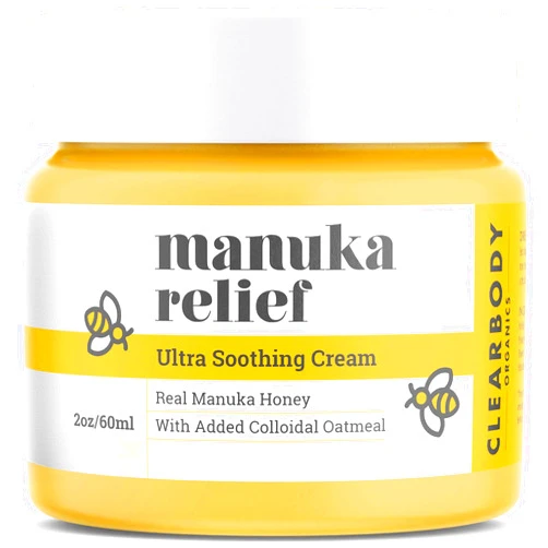 Clearbody Organics Clearbody Manuka Honey Eczema Cream – Organic Eczema Honey & Collodial Oatmeal Moisturizer for Soothing, eczema, Dry & Itchy Skin – Face & Body Lotion - Plant-Based Formula (2oz)