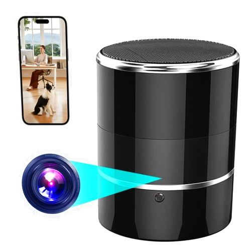 Aipmoz Security WiFi Camera in Bluetooth Speaker with 240° Viewing Angle,Wireless Security Cameras,Nanny Cams Phone App,Hd 1080P,Motion Activated for Home Offices Store(2.4G /5G)