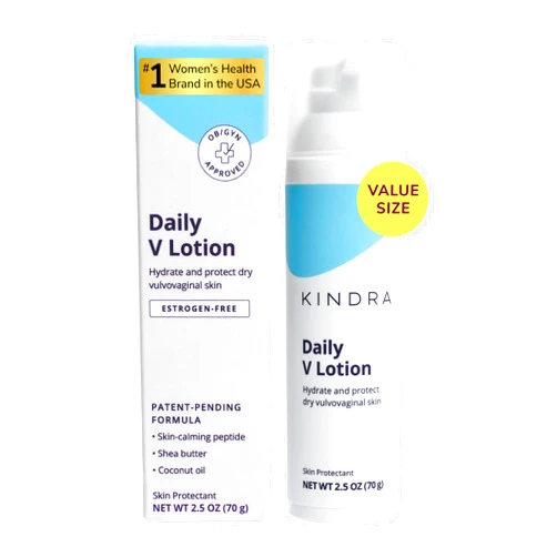 Kindra Daily V XL Vaginal Moisturizer Lotion - OBGYN Recommended for Dryness & Itch, with Hyaluronic Acid, Prevents Infection & Odor- Estrogen-Free Cream, pH-Balanced Feminine Care - 120 Applications