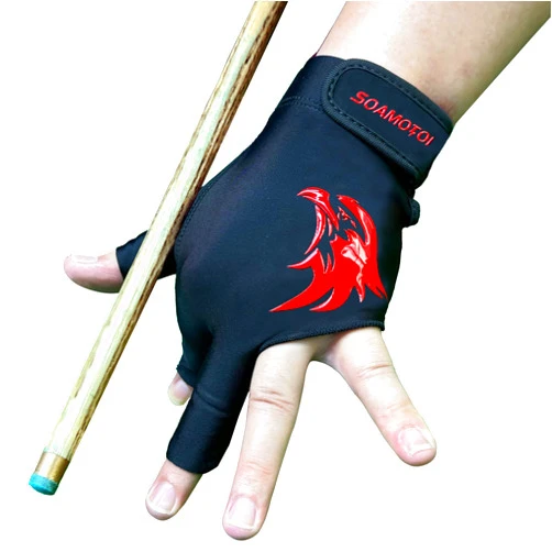 Soamotoi Pool Glove Left Hand 3 Finger, Breathable Billiards Glove Quick Dry, Professional Snooker Gloves for Billiards Accessories, Durable Pool Cue Glove for Pool Table Accessories