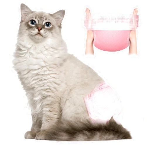 Ambreview Cat Diapers, Stretchy Waist Cats Wraps Disposable Female Cat Diapers for Male & Female Cats Heat Period Pink Diapers Super Absorbent Leak-Proof Diaper for Cats Dogs (10, S)