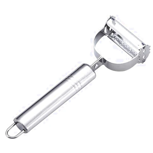 Yhtawoo Vegetable Peeler- Fruit Peeler, Potato Peelers for kitchen- Apple Peeler Ultra Sharp, Julienne Slicer+Serrated Peeler 2-Blades Multi-function Carrot Potatoe Cucumber Y Slicer. Gift Box (SILVER)