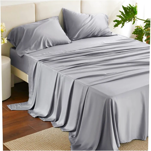 Bedsure Queen Sheets, Rayon Derived from Bamboo, Queen Cooling Sheet Set, Deep Pocket Up to 16