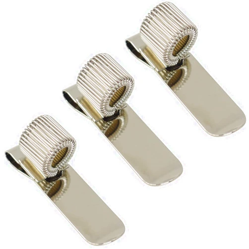 LYMGS Universal Stainless Steel Pen Holder, Silver Matel Clip with Spring Fits for Clipboard Notebook, 3 Pack