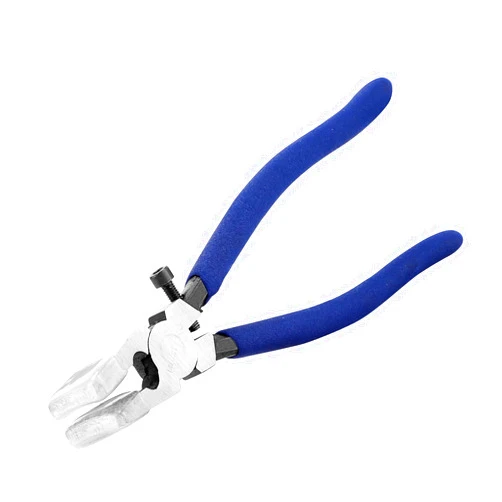 WISEPRO 8 Inches Glass Running Pliers with Rubber Tips, Glass Pliers with Curved Jaws, Heavy Duty Key Fob Pliers Tool for Stained Glass Cutting Mosaics Breaking