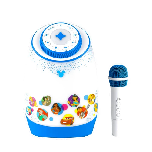 eKids Disney Karaoke Machine for Kids with Bluetooth Speaker and Wireless Microphone, Easily Access Disney Playlists with New EZ Link+ Feature