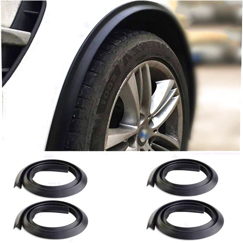 TuTuYa Fender Flares, 4.9Ft/1.5m Universal Car Wheel Fender Extension Moulding Flares Auto Tyre Eyebrow Trim Strip Stick Out Edge,Pack of 4 Pcs