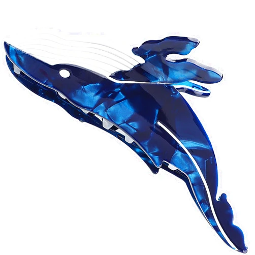 Noverlife Blue Whale Hair Clip, Unique Whale Hair Claw Clip Fashion Hair Catch Barrette Hair Jaw Clamp, Elegant Cellulose Acetate Hair Clip Ocean Animal Hair Accessory for Woman Thick & Thin Hair