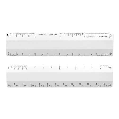 Alumicolor Architect 6 inch Ruler Scale w/ 4 Bevel for Drawing, Drafting & Engineering, Calibrations Divided by (1/8, 1/4), (1/2, 1), (3/8, 3/4), (3, 11/2), Silver