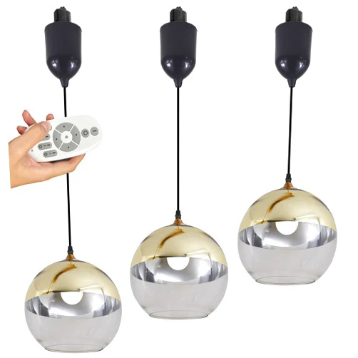 SKIVTGLAMP Adjustable Hanging Height Juno Track Light Pendants, 4 Ft Cord, J-Type Track Mounted, Vintage Gold Globe Glass Shade, Smart LED Bulbs for Bar Kitchen Island Vaulted Ceiling