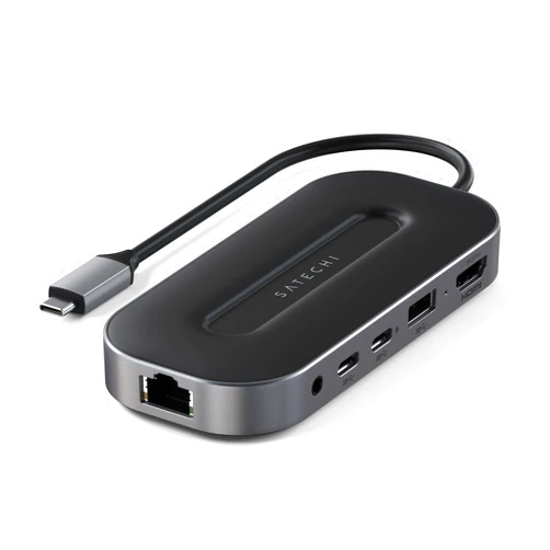 Satechi USB C Hub Multiport Adapter, USB4 6 in 1 with 8K HDMI, 100W USB C PD Charging, 2X USBC and 1x USB-A Data Ports, Ethernet, Audio Jack, for MacBook & Windows