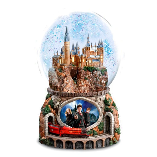 The Bradford Exchange Harry Potter Hogwarts Express Musical Snow Globe, Light-Up Castle, Moving Train with Hedwig's Theme