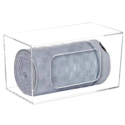 PRIKETY Trash Bag Dispenser Roll Holder Wall Mount - Clear Acrylic Garbage Bag Holder Under Sink - Kitchen Laundry Trash Can Organizer - Compatible with Trash Bag Rolls, Grocery Bag Plastic Shopping Bags