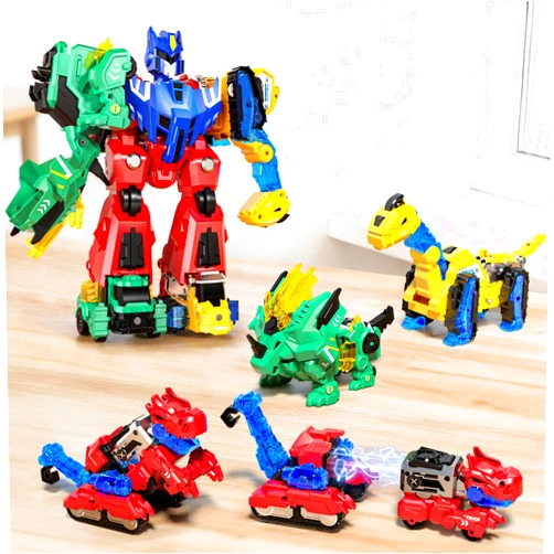 Eohemeral 6-in-1 Dinosaur Transforming Robot Toys Set,STEM Toy Combine Dinosaur Transform into Robot,Party Birthday Educational Gifts for Kids Age 3 4 5 6 7 8 9 10 Years Old Boys Girls