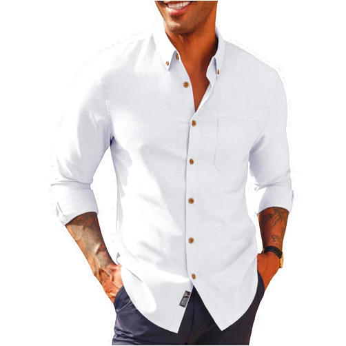 PJ PAUL JONES Men's Oxford Button Down Shirt Long Sleeve Regular Fit Business Casual Dress Shirts with Chest Pocket