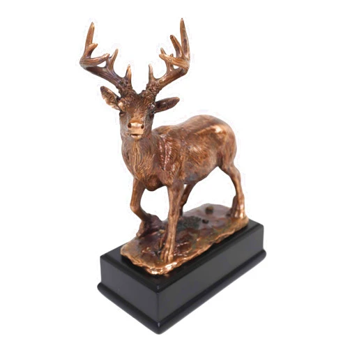 Ebros Gift Wildlife 12 Point Trophy Buck Stag Deer Resin Statue in Bronze Electroplated Finish 8.25