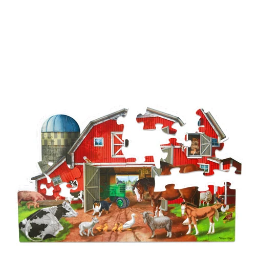 Melissa & Doug Busy Barn Shaped Jumbo Jigsaw Floor Puzzle (32 pcs, 2 x 3 feet) - FSC Certified