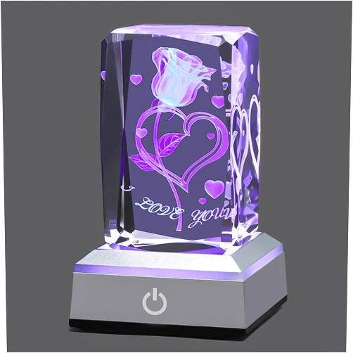 hochance 3D Loverose Crystal Multicolor Nightlight,I Love You Decolamp,Perfect Mothers Day Gifts for Mom Mother My Girlfriend Wife Her,Unique Valentines Anniversary Birthday Presents Ideas