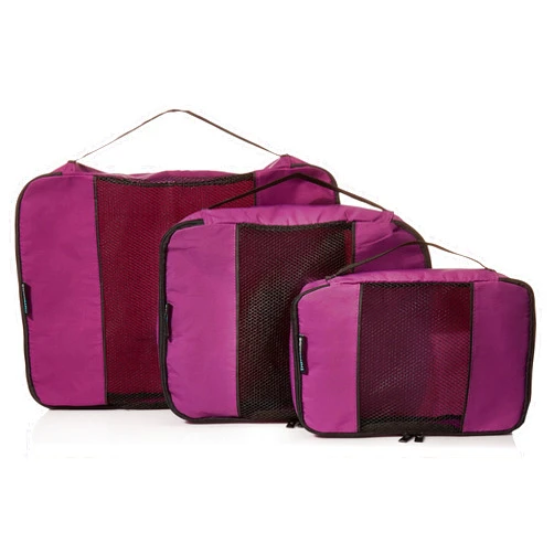 TravelWise Luggage Packing Organization Cubes 3 Pack, Purple, Large (TWPC-06)