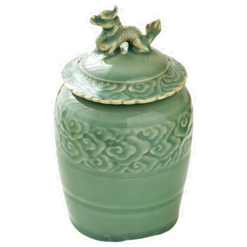 Cabilock Ceramic Tea Canister with Lid Vintage Chinese Style Ginger Jar Porcelain Temple Jar Decorative Flower Vase Food Storage Jar for Tea Coffee Spices Condiment