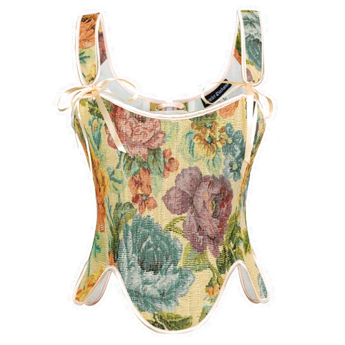 Scarlet Darkness Bustier Tops for Women Renaissance Floral Lace Up Bodyshaper Corset with Zipper
