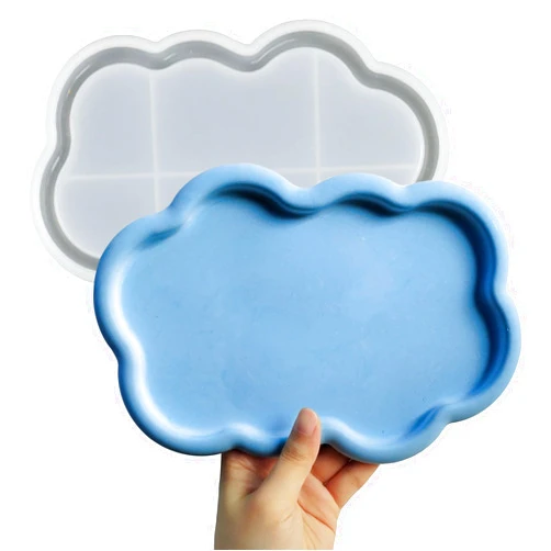 Wehous Cloud Shape Tray Silicone Mold Storage Tray Container Mold for Resin Concrete Jewelry Trinket Plate Dish Vanity Candle Holder Mold for Epoxy Resin Casting Creative Art Craft Home Decor
