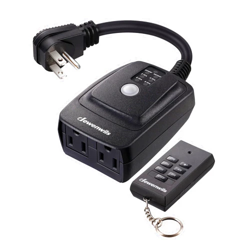 DEWENWILS Light Sensor Timer Waterproof, Plug in Timer Switch, 100 ft Range Remote Control with 2 Grounded Electrical Outlets for Outdoor String Lights, 15A 1/2HP UL Listed