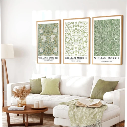 Aglcatie William Morris Wall Art Set of 3 Botanical Wall Decor Vintage Floral Canvas Prints William Morris Posters for Bedroom Living Room Plants Aesthetic Room Decor Unframed 12x16 Inch