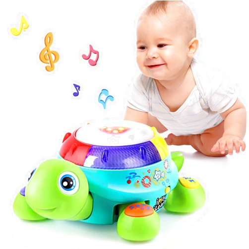 iPlay, iLearn Baby Musical Turtle Toy, Spanish English Bilingual Learning, Toddler Crawling Toys W/ Light & Sound, Infant Development Educational Birthday Gifts 6 7 8 9 10 12 Month 1 Year Old Boy Girl
