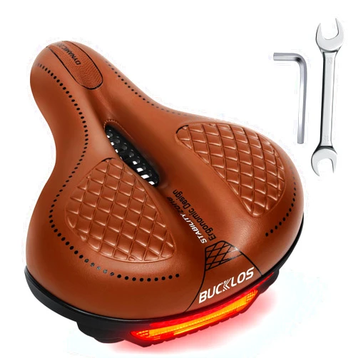 BUCKLOS Comfortable Bike Seat Cushion for Men Women Wide Bicycle Saddle Soft Memory Foam Padded Replacement Seats Fit for Peloton, Exercise Bikes, Ebike,Cruiser