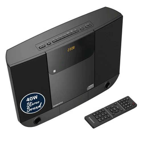 Oakcastle Compact Home Stereo System with Bluetooth, Wall Mountable CD Player for Home, FM Radio, Wireless, Remote Controlled, Speakers, 2.0 Loud Stereo Sound, AUX, 20 Presets | Oakcastle HIFI100