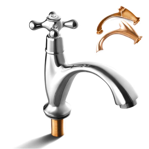 SKOWLL Single Cold Water Faucet Single Handle Bathroom Faucet 1 Hole Deck Mount Lavatory Basin Sink Faucet, Polished Chrome Finished