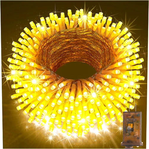 KNONEW 403ft 1000 LED String Lights Outdoor Christmas Lights 8 Modes & Timer Fairy Light Plug in Waterproof LED String Lights for Xmas Yard Tree Wedding Party Holiday Decorations (Warm White)