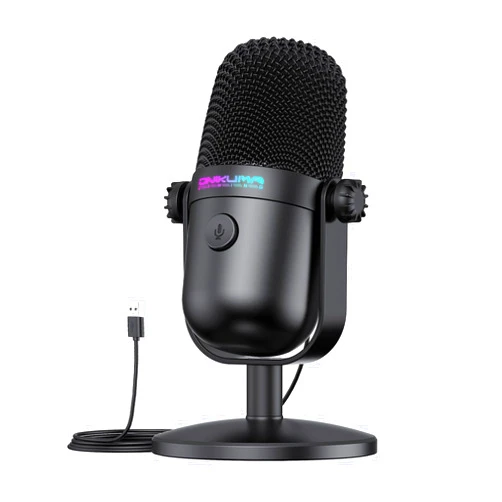 ONIKUMA GAMING Gaming Microphone with Noise Cancellation & Mute Button, USB Condenser Mic for Streaming/Recording, Ultra-Compact Design, Compatible with PC/Mac/PS4/PS5, Podcast/YouTube/Twitch/Discord (Black)